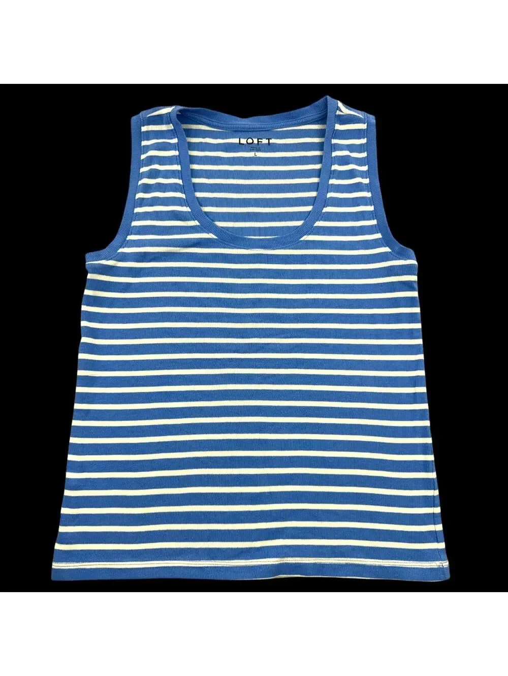 LOFT Blue and White Striped‎ Tank Top 90s Minimalist Coastal Grandma